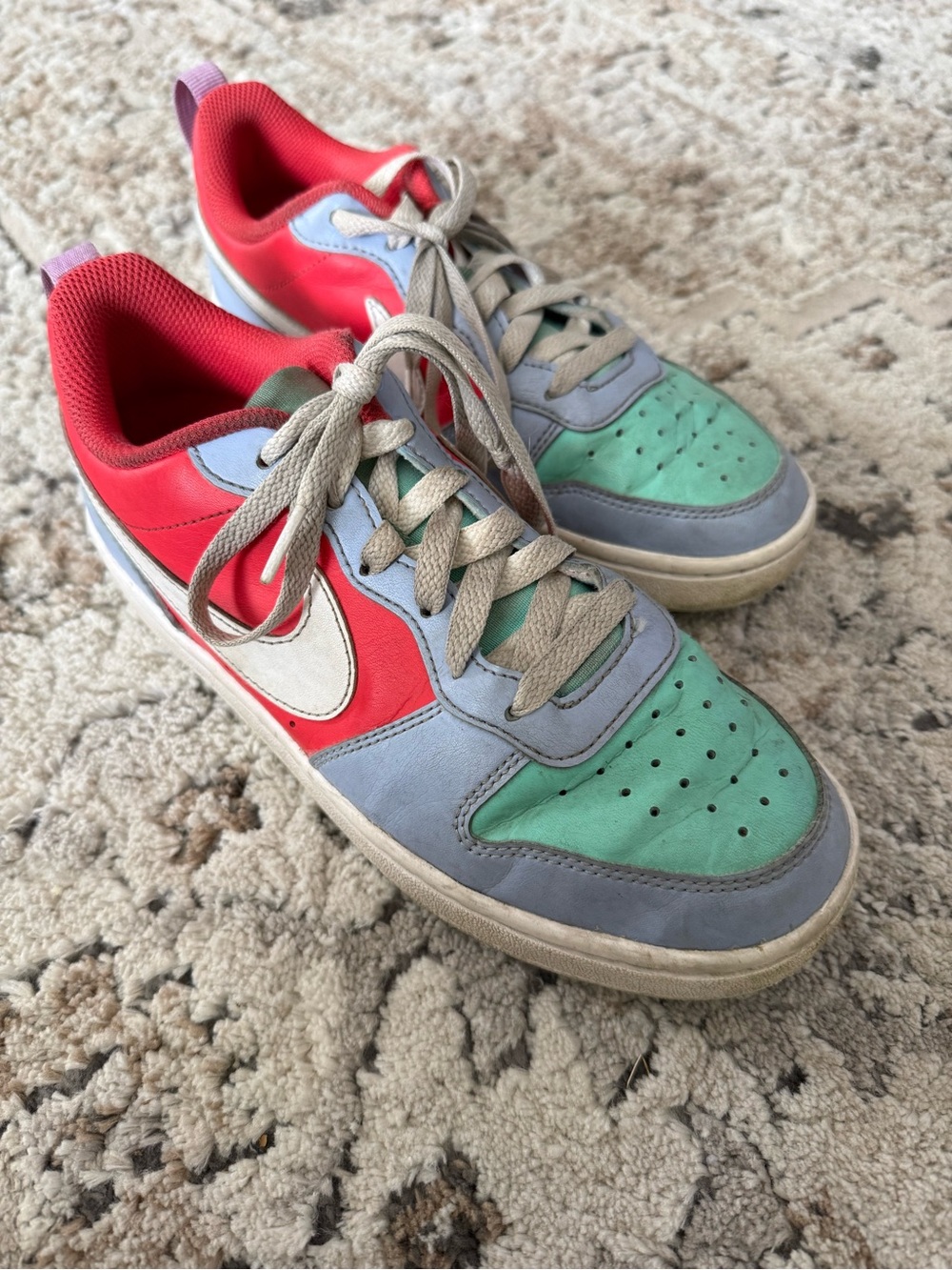 Nike Kids Colorblock Sneakers in Mint, Red, Light Blue & White